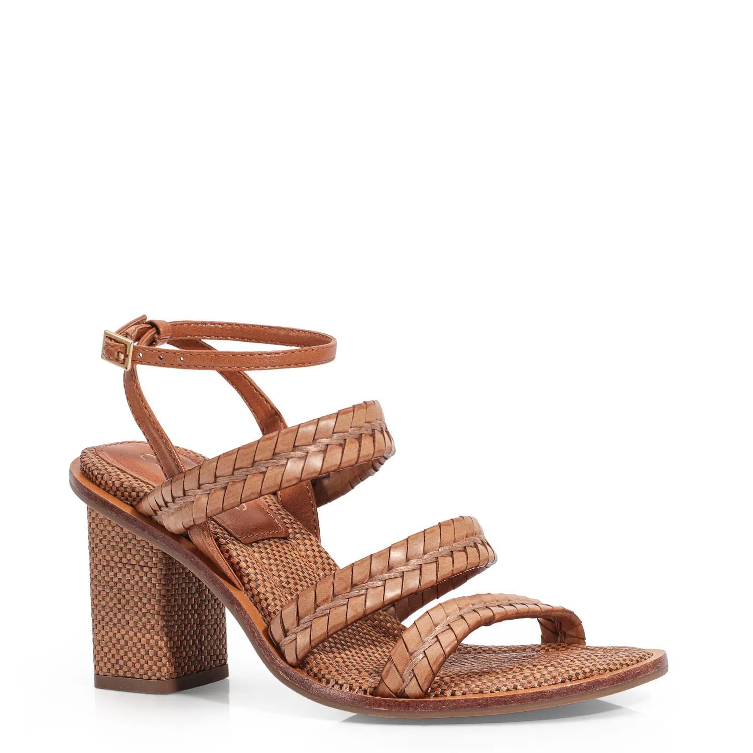 Sandália Ráfia/Couro Caramelo