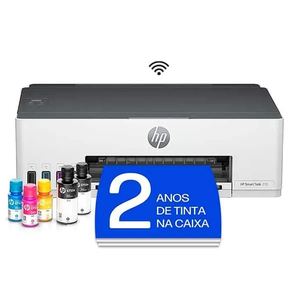 Impressora HP Smart Tank 210 Tanque de Tinta, Colorida, Wi-Fi, Conexão USB, Bivolt, 3D4L5A, HP CX 1 UN