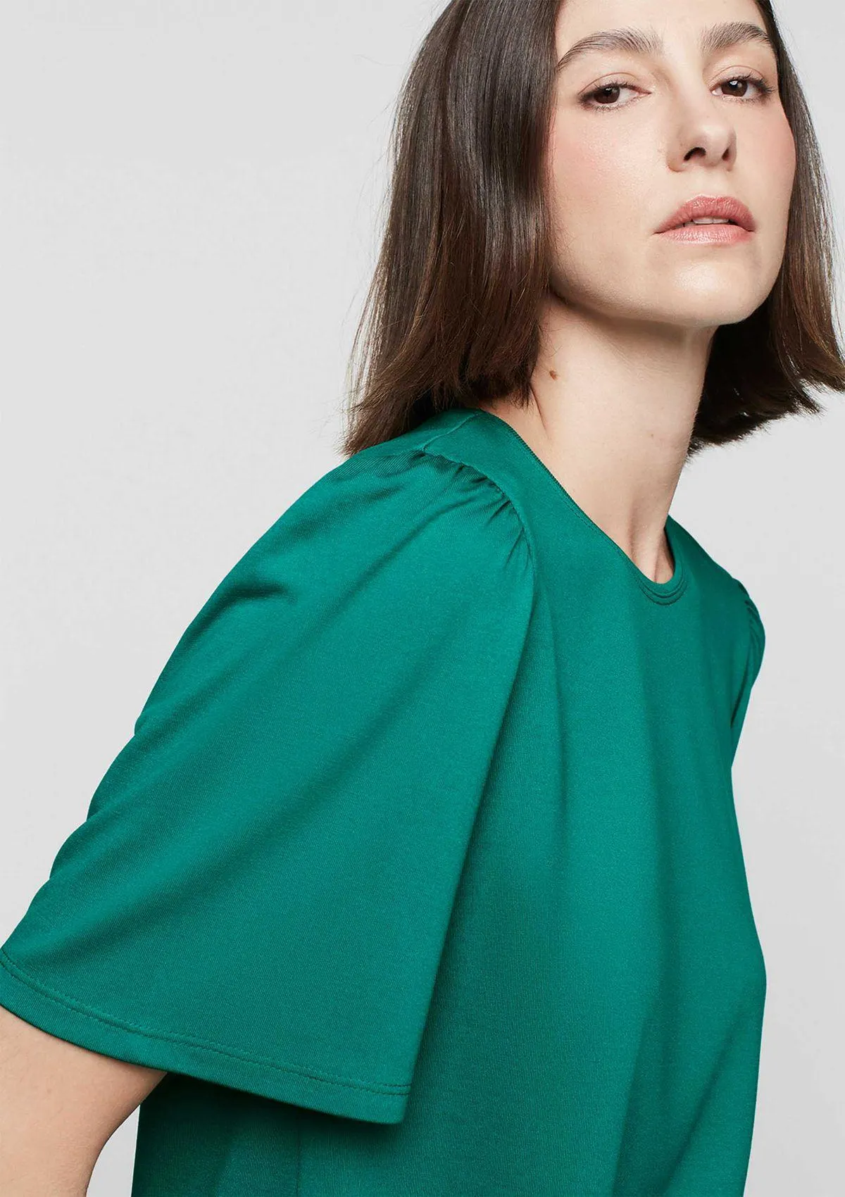 Blusa Decote Redondo Manga Ampla - Verde