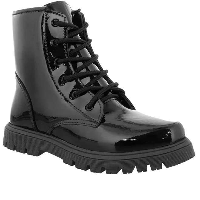 Bota Coturno Infantil Gabrielinha Tratorada Verniz Preto