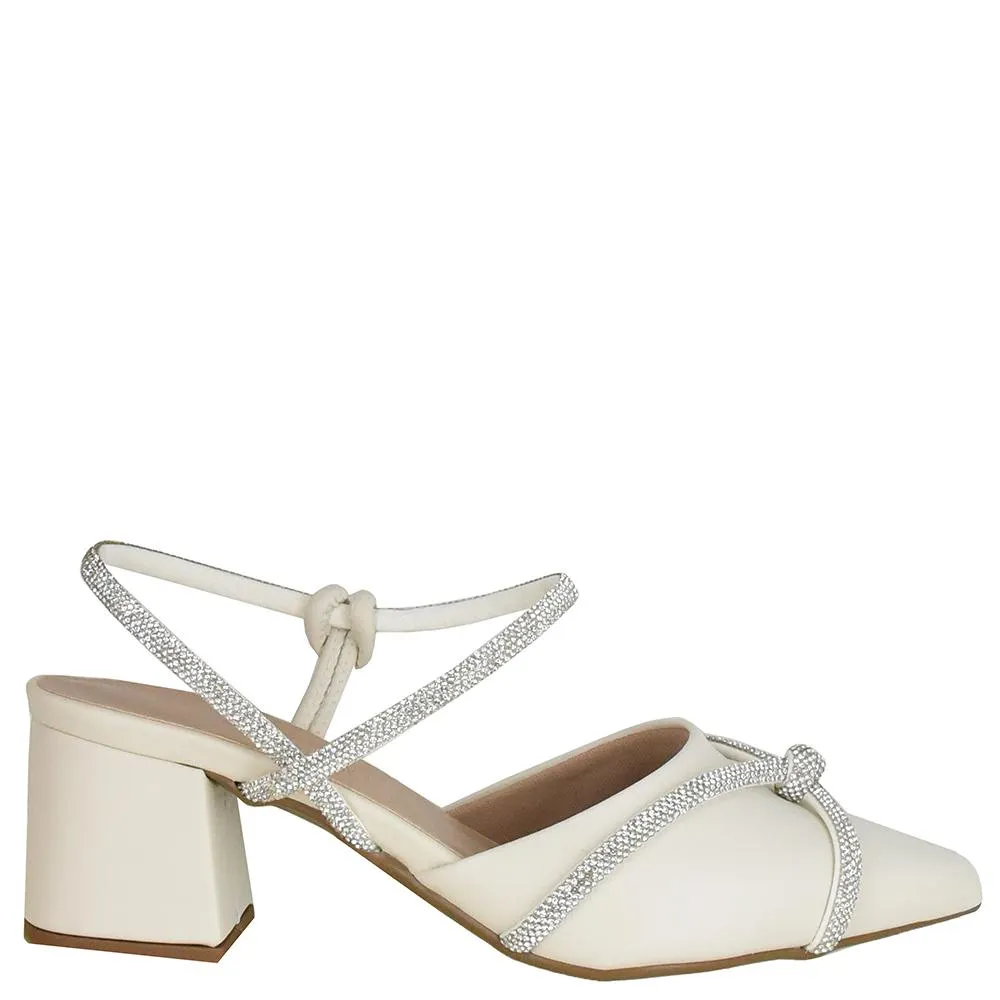 SAPATO SALTO BLOCO STRASS CRUZADO DI SANTINNI