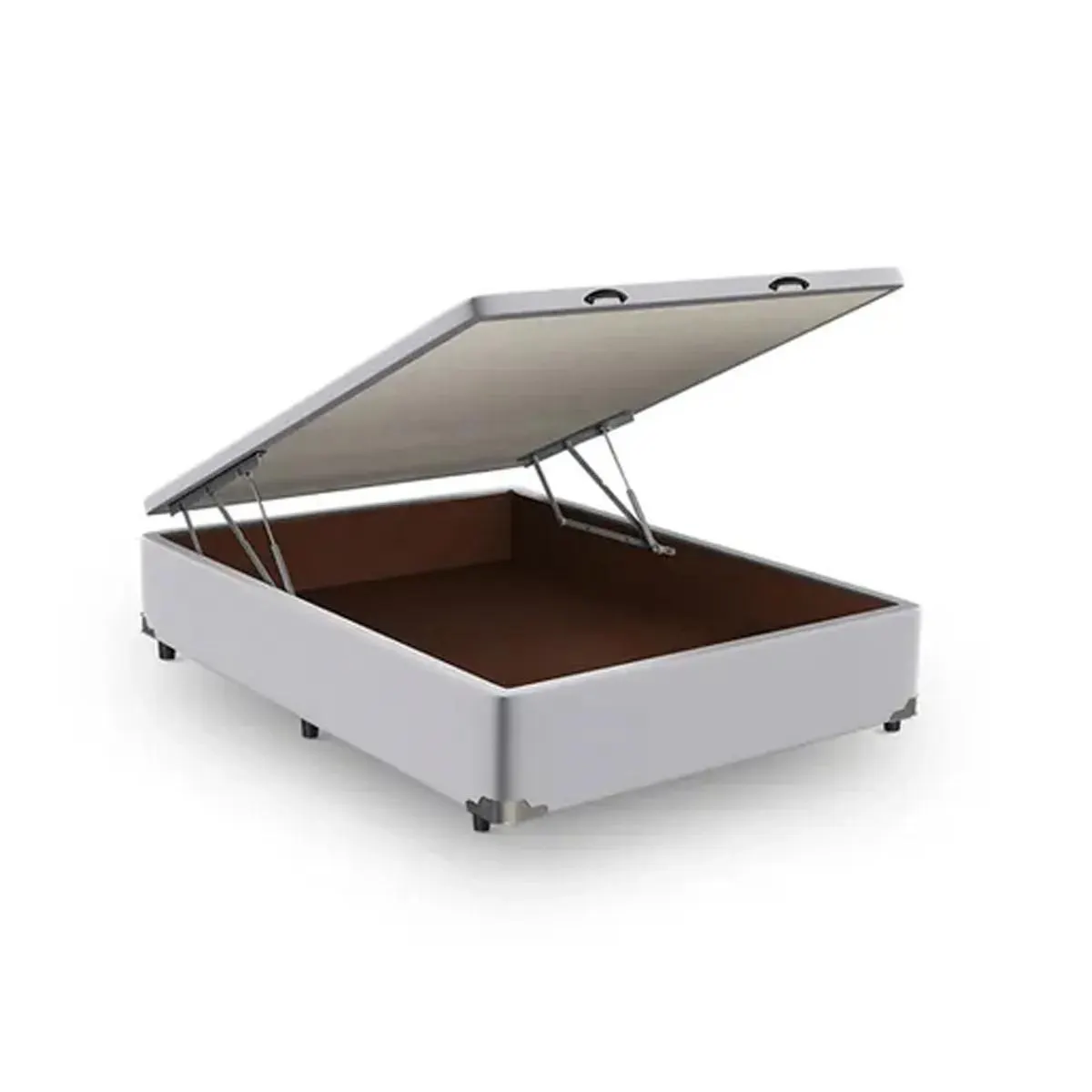 Base Cama Box Com Baú Abertura Frontal King Star Veludo Alumínio