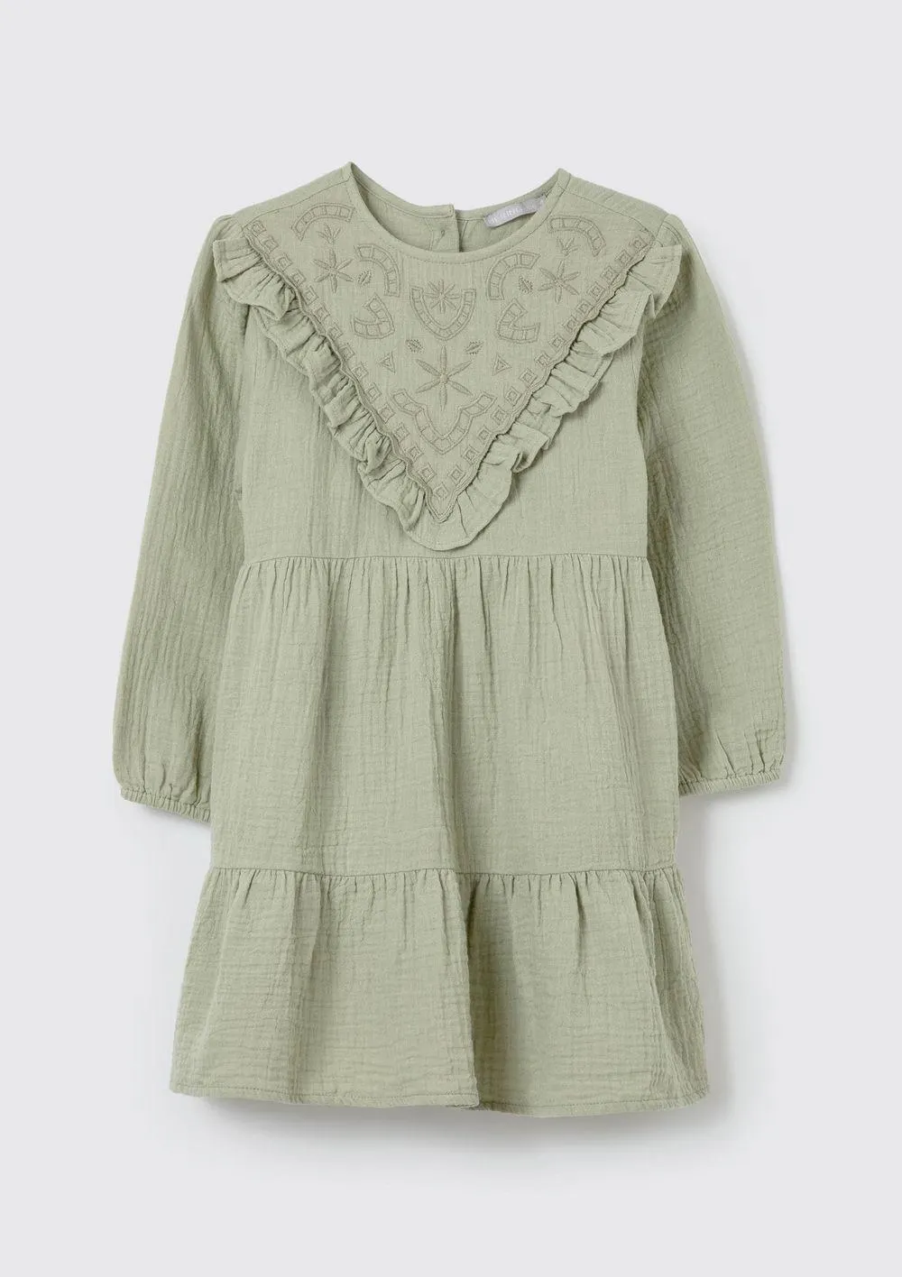 Vestido Infantil Toddler Com Bordados - Verde