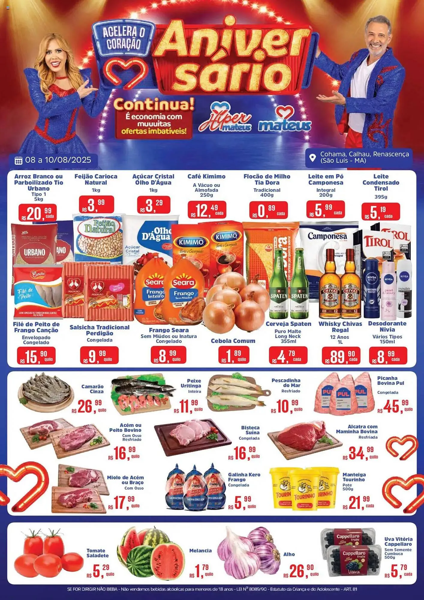 Encarte de Catálogo Supermercados Mateus 8 de agosto até 10 de agosto 2025 - Pagina 1