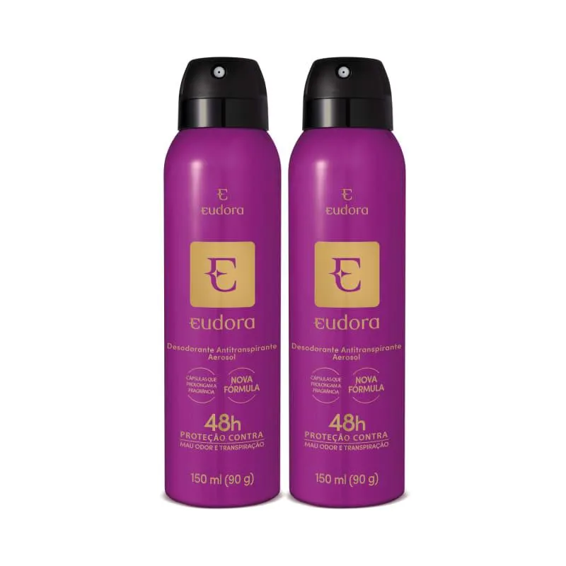Combo Desodorante Antitranspirante Aerosol Eudora 2x150ml/90g