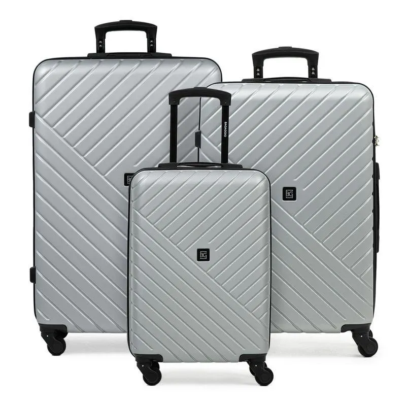 Conjunto de malas Abs 4 Rodas P, M e G Detroit Prata