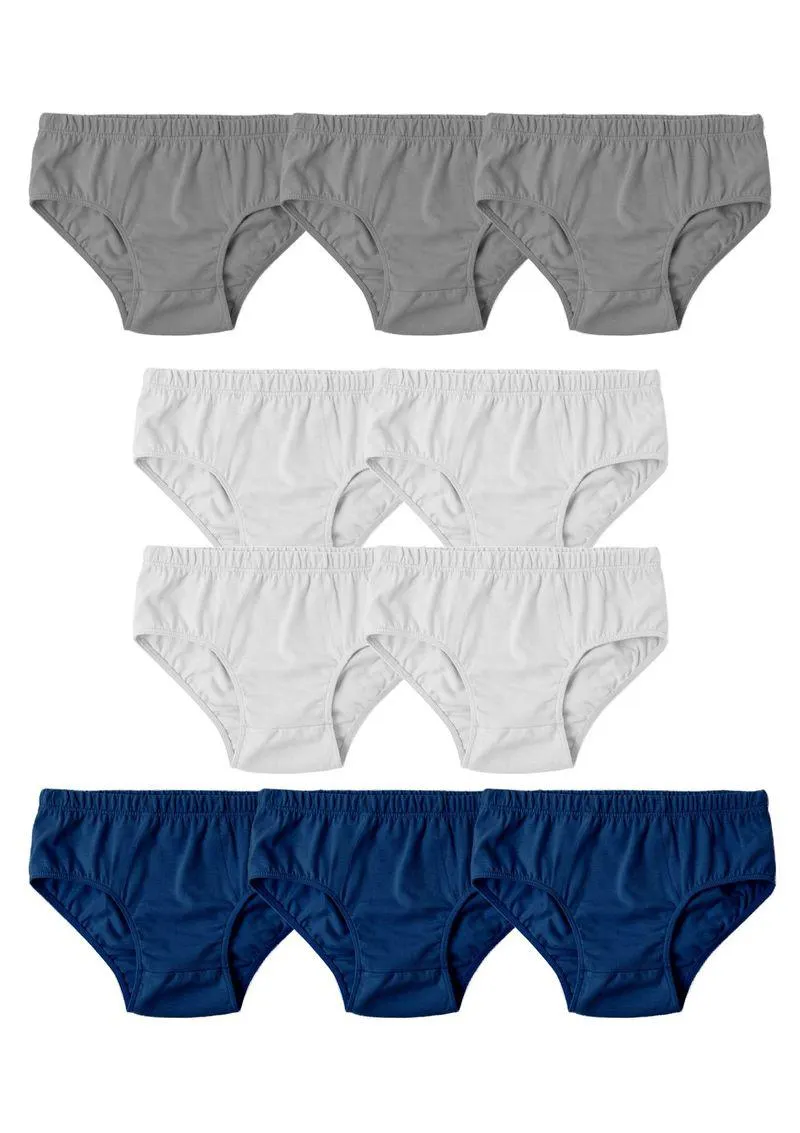 Kit Com 10 Cuecas Infantil Slip Em Malha - Cinza