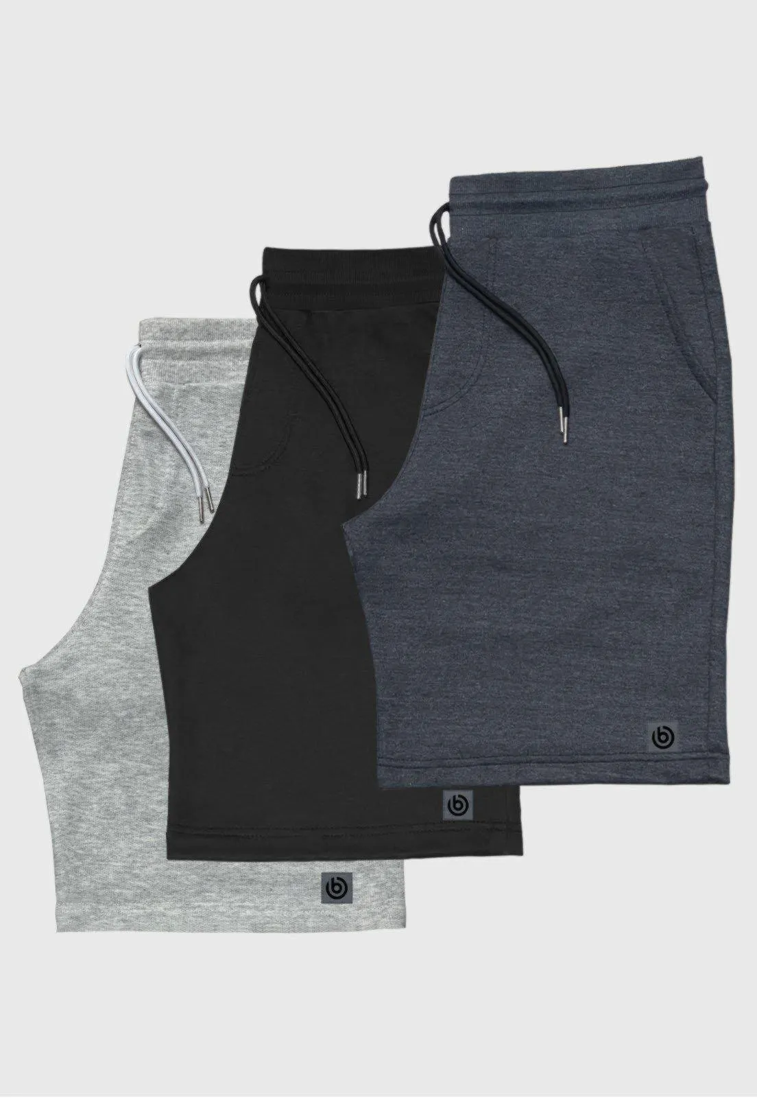 Kit 3 Bermudas Masculinas Shorts Moletinho Benellys – Cinza Claro Preto Chumbo