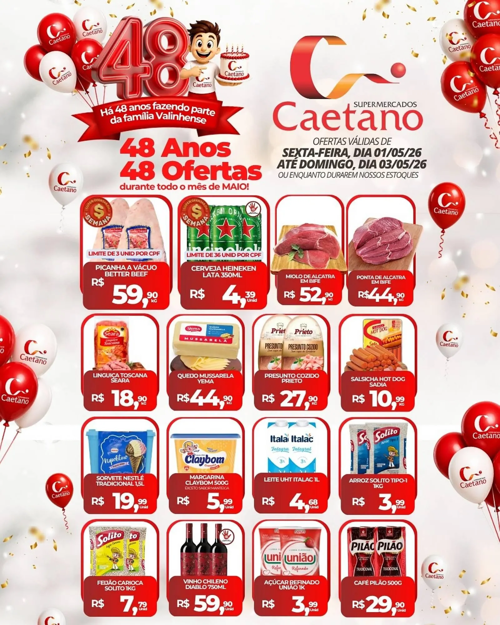 Encarte de Catálogo Supermercados Caetano 1 de maio até 3 de maio 2026 - Pagina 1