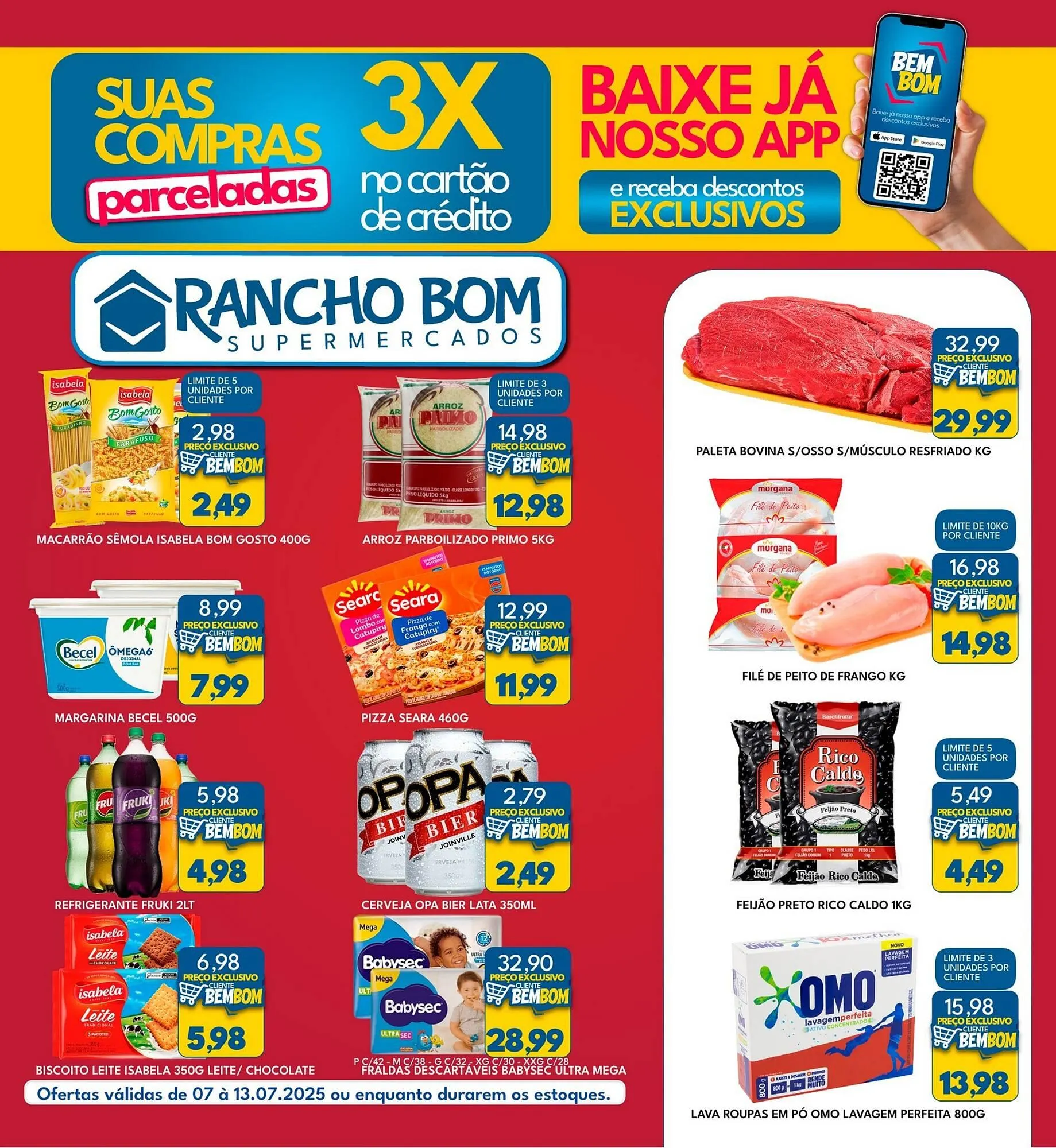 Encarte de Catálogo Rancho Bom Supermercados 7 de julho até 13 de julho 2025 - Pagina 1