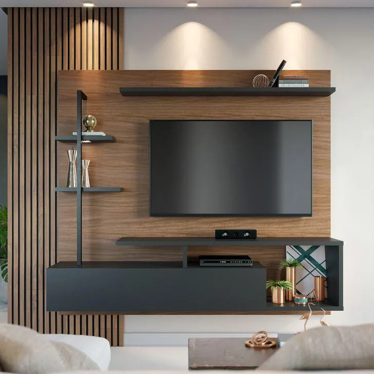 Painel para TV até 58 Polegadas Maragogi Noce Milano e Preto