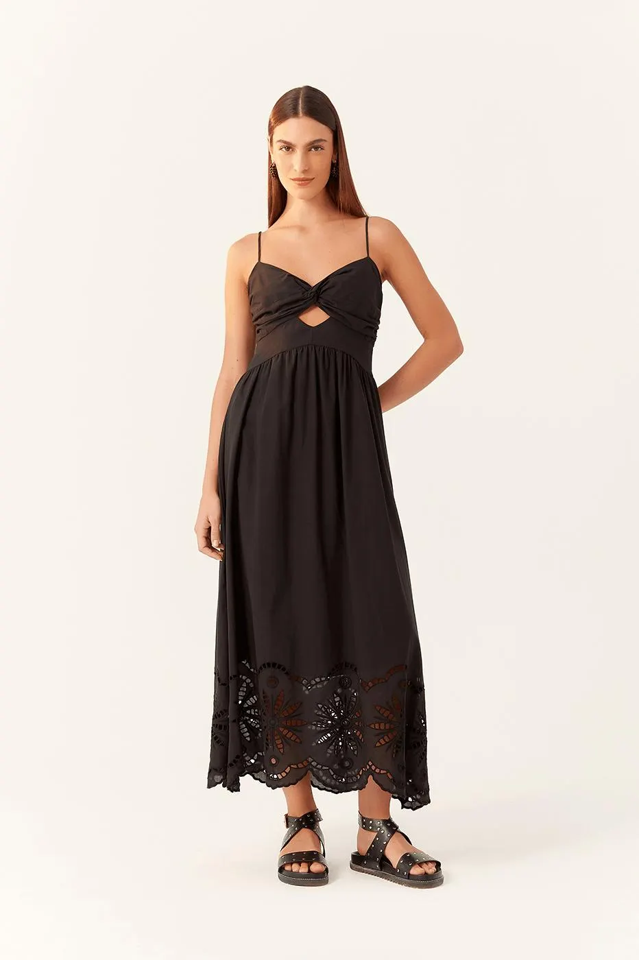 Vestido Longo Laise Busto Franzido