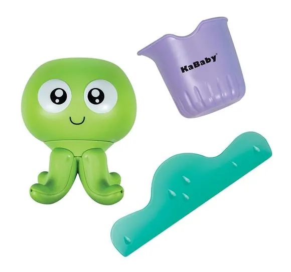 brinquedo de banho com 3 peças water park amigos divertidos polvo verde kababy