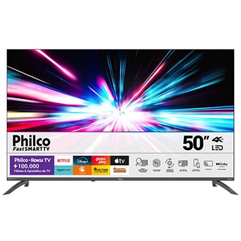 Smart Tv 50” Philco Ptv50va4regb Roku Tv Led Dolby Audio - Bivolt