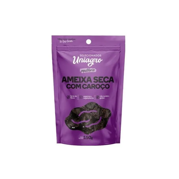 Ameixa Seca Uniagro Equilíbrio Com Caroço Sachê 150g