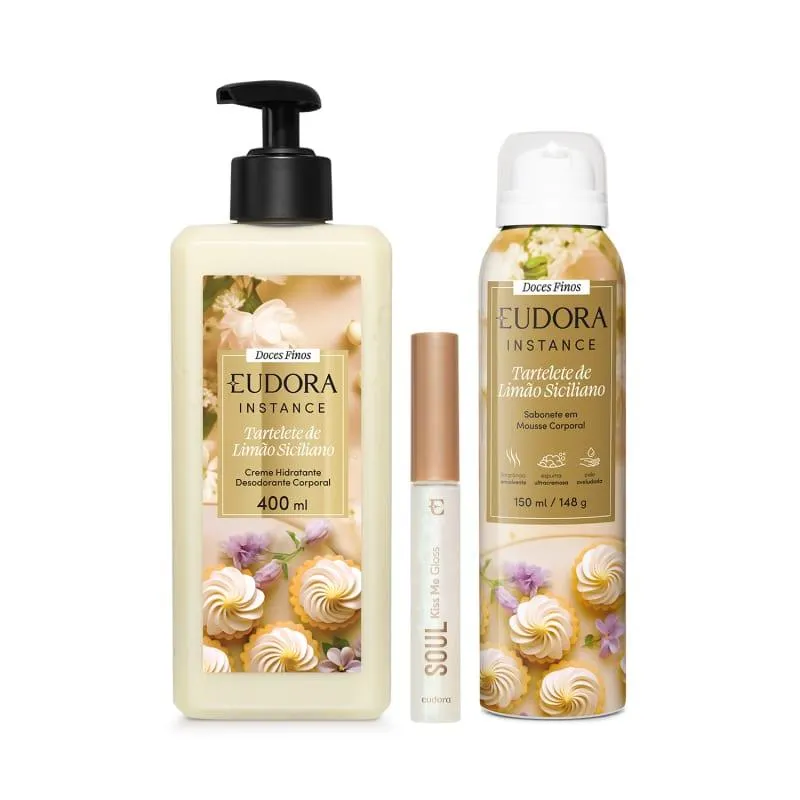 Combo Tartelete de Limão Siciliano: Sabonete Mousse 150ml + Creme Hidratante 400ml + Gloss 5,2ml