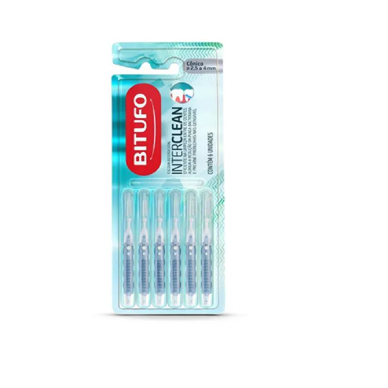 Escova Dental Bitufo Interdental Interclean Conica Com 6 Undidades