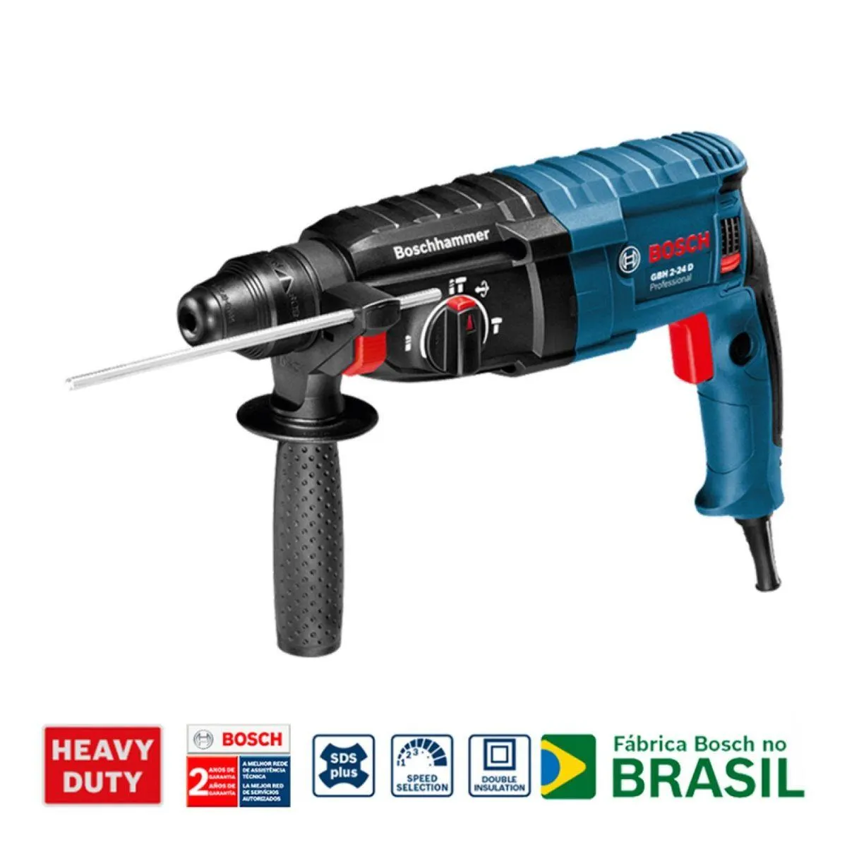 Martelete Perfurador Rompedor Elétrico Bosch GBH 2-24D 820W 110V Acompanha Maleta com Acessórios