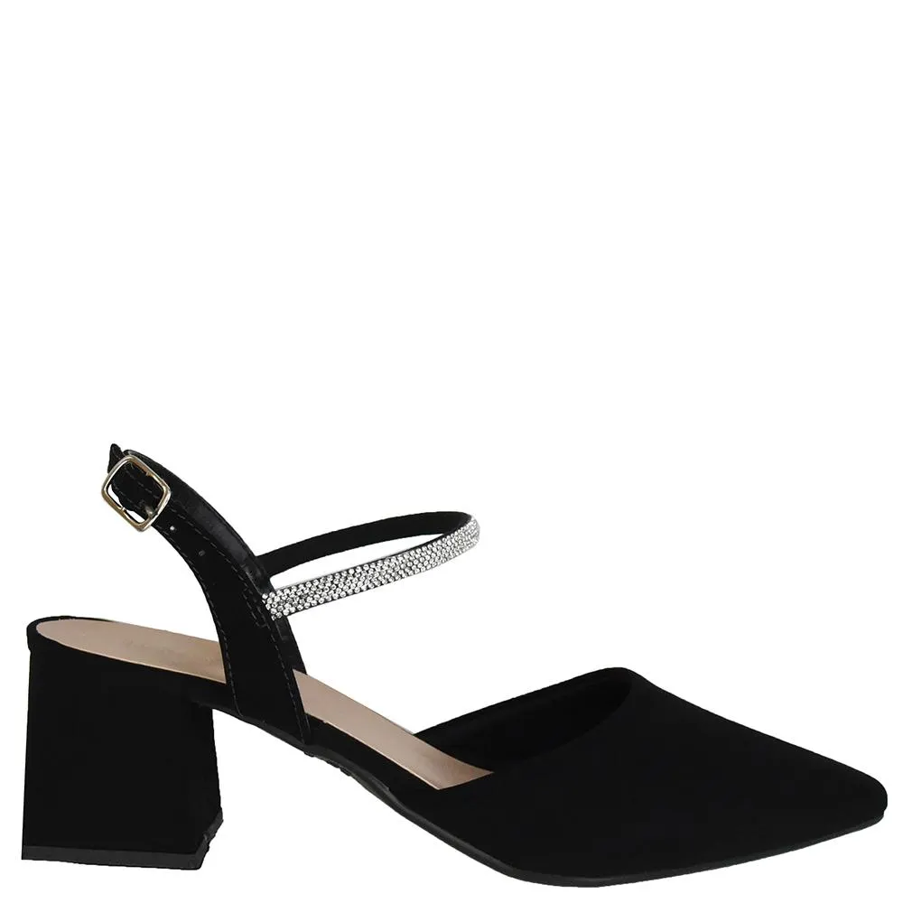 SAPATO SALTO QUADRADO MEDIO CHANEL STRASS DI SANTINNI