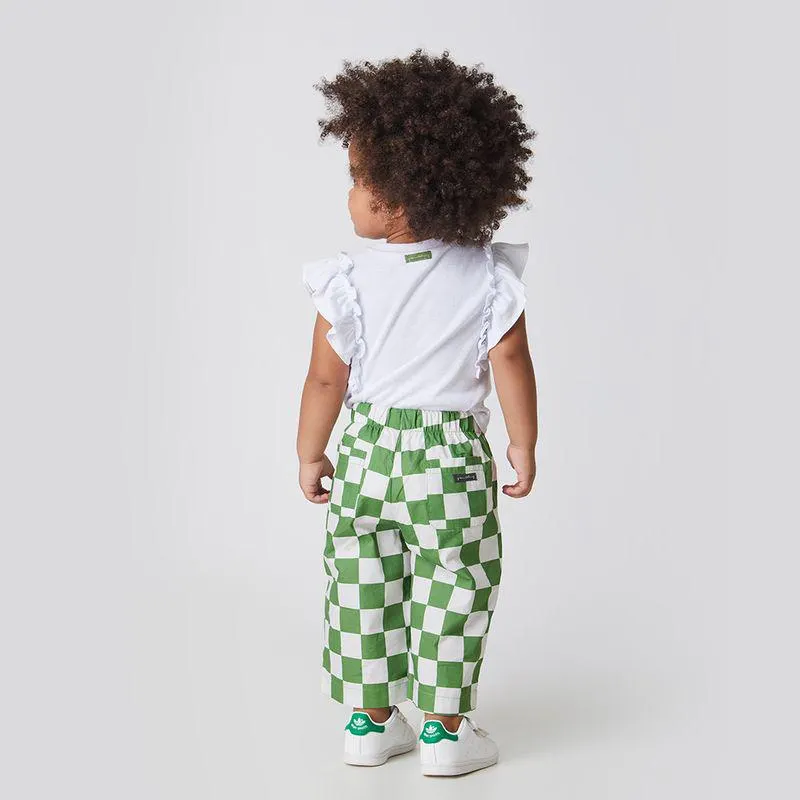 Conjunto Toddler Menina Grid Verde