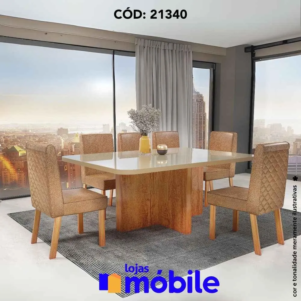 Mesa de Jantar Premium 180x90 6 cadeiras (21340)