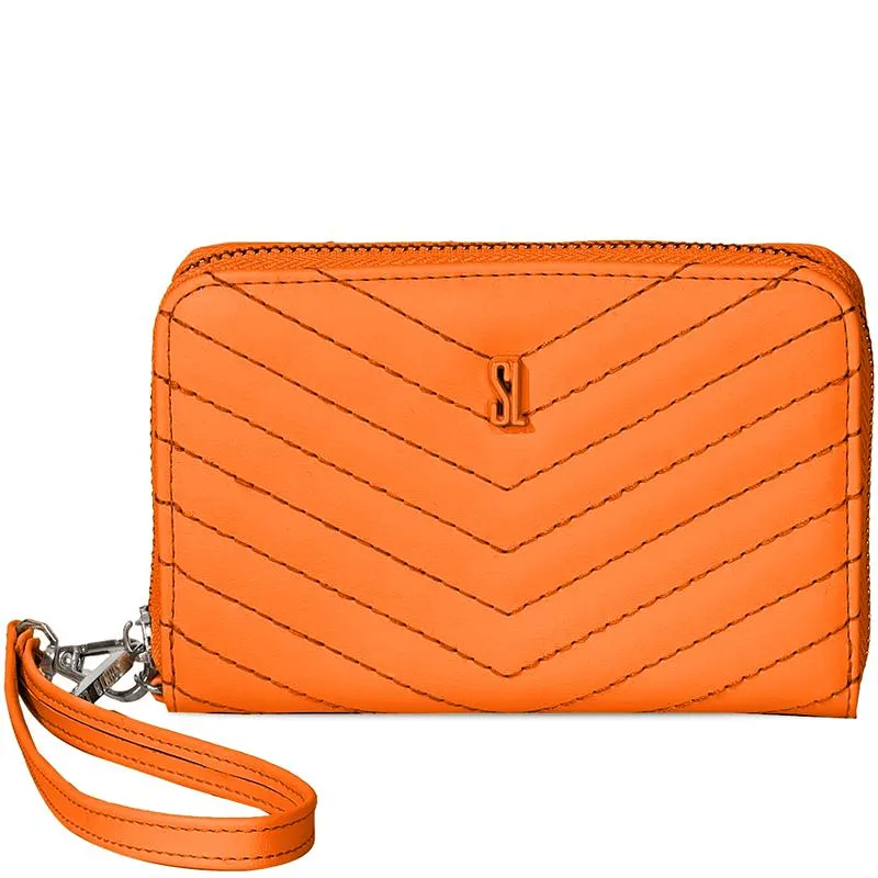 Carteira Matelassê de Poliuretano Laranja Neon