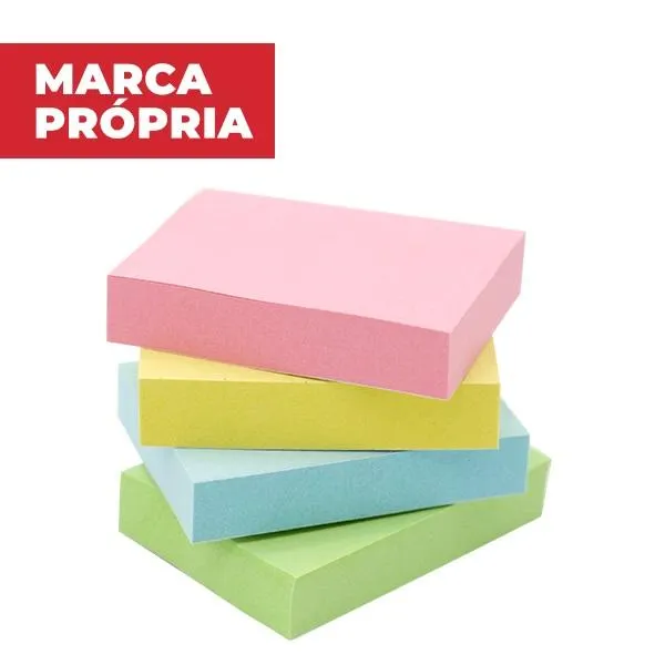 Bloco de Notas Adesivo 38x50mm Cores Suaves 4 UN 100 FL cada Gimba