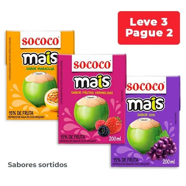 Leve 3 Pague 2 - Água de Coco 200ml Mais Coco Sabores Sortidos