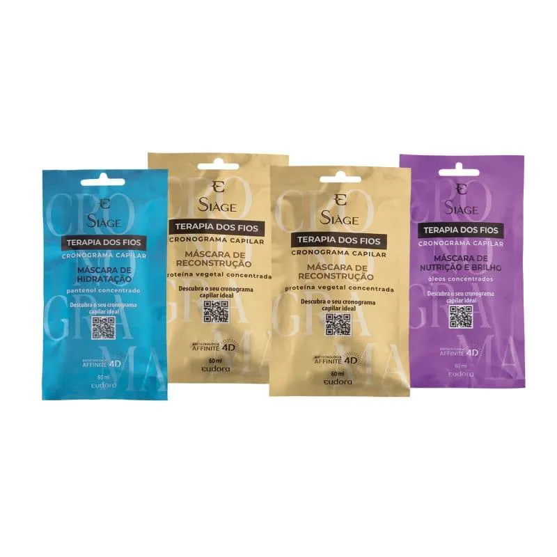 Combo Cronograma Capilar Reconstrução Siàge Terapia dos Fios 60 ml cada (4 itens)
