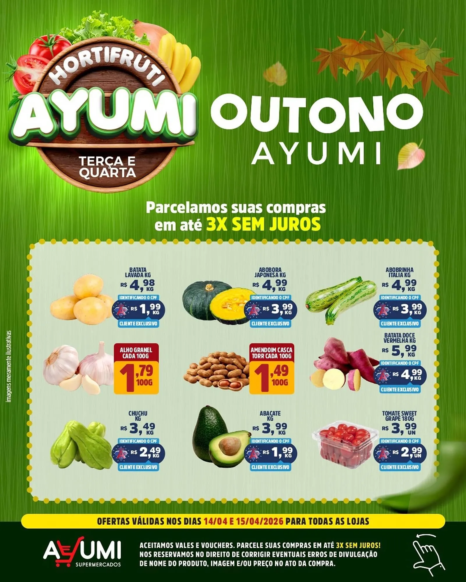 Encarte de Folheto Ayumi Supermercados 14 de abril até 15 de abril 2026 - Pagina 1