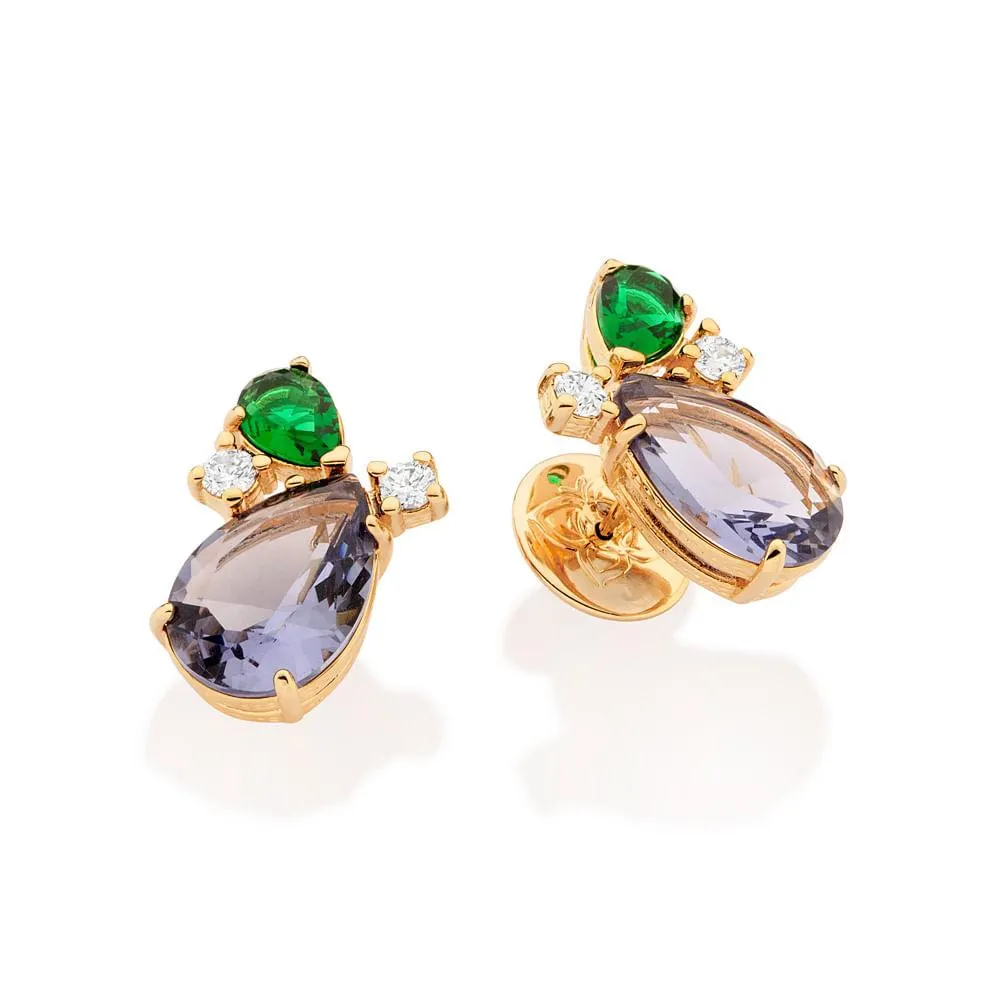 BRINCO GOTAS BANHADO A OURO 18K COM ZIRCÔNIAS E CRISTAIS - TAM.ÚNICO 5274830014