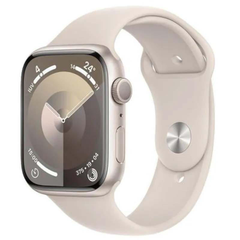Apple Watch Series 9 (GPS 45 mm) Caixa Estelar de Alumínio com Pulseira Esportiva Estelar