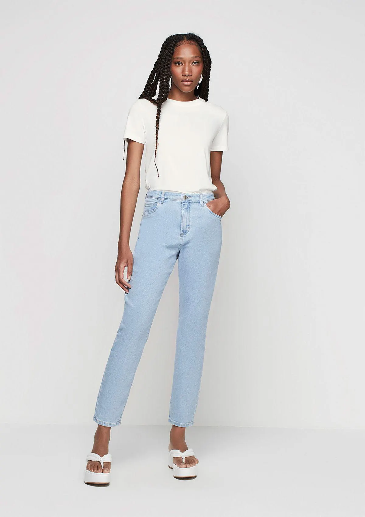 Calça Jeans Mom Cintura Alta - Azul