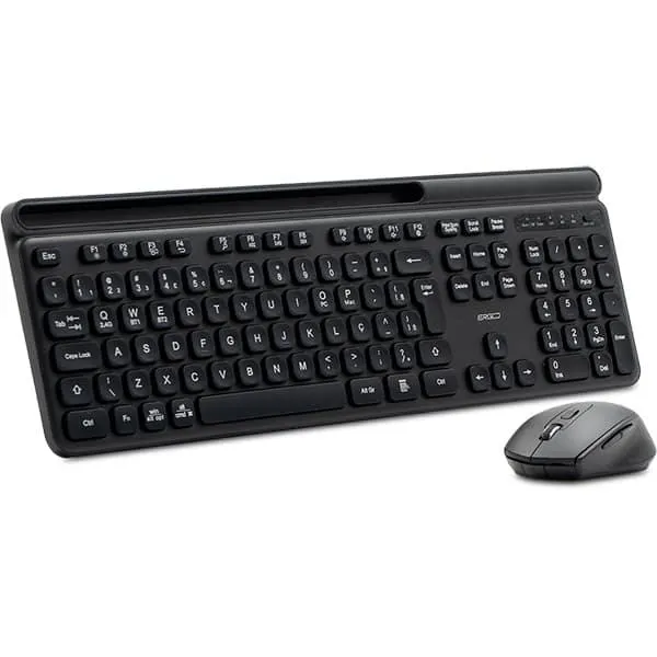 Teclado e Mouse sem Fio, Wireless e Bluetooth, Padrão ABNT2, Preto, KMWB258B, Ergo - CX 1 UN