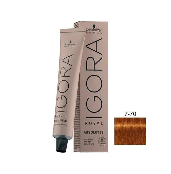 Tintura Schwarzkopf Igora Absolutes 7.70 Louro Médio Cobre Natural