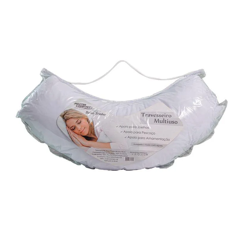 Travesseiro Multiuso Fibra Bello Sonho Branco 75x40x16cm 10220001A - Master Comfort