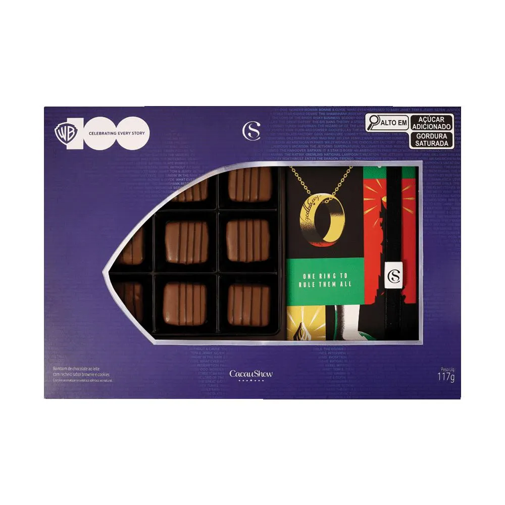CAIXA BOMBONS BROWNIE WARNER BROS 100 ANOS O SENHOR DOS ANÉIS 117G