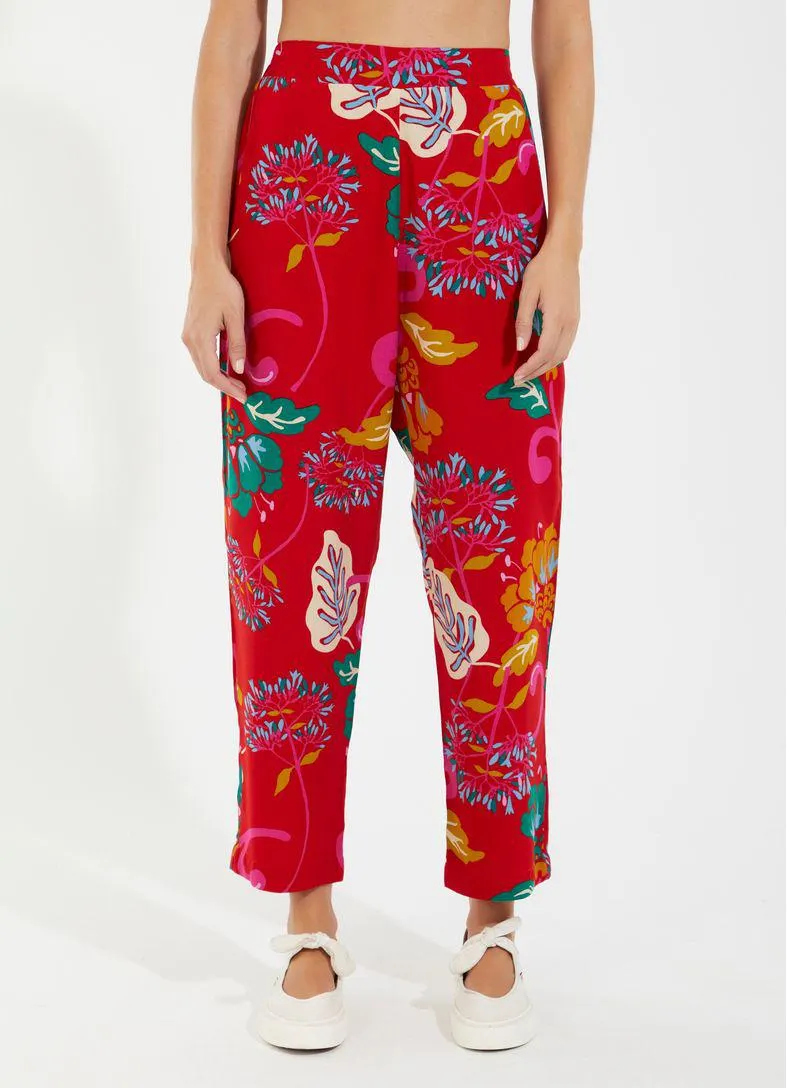 Calça estampada prosa vermelho