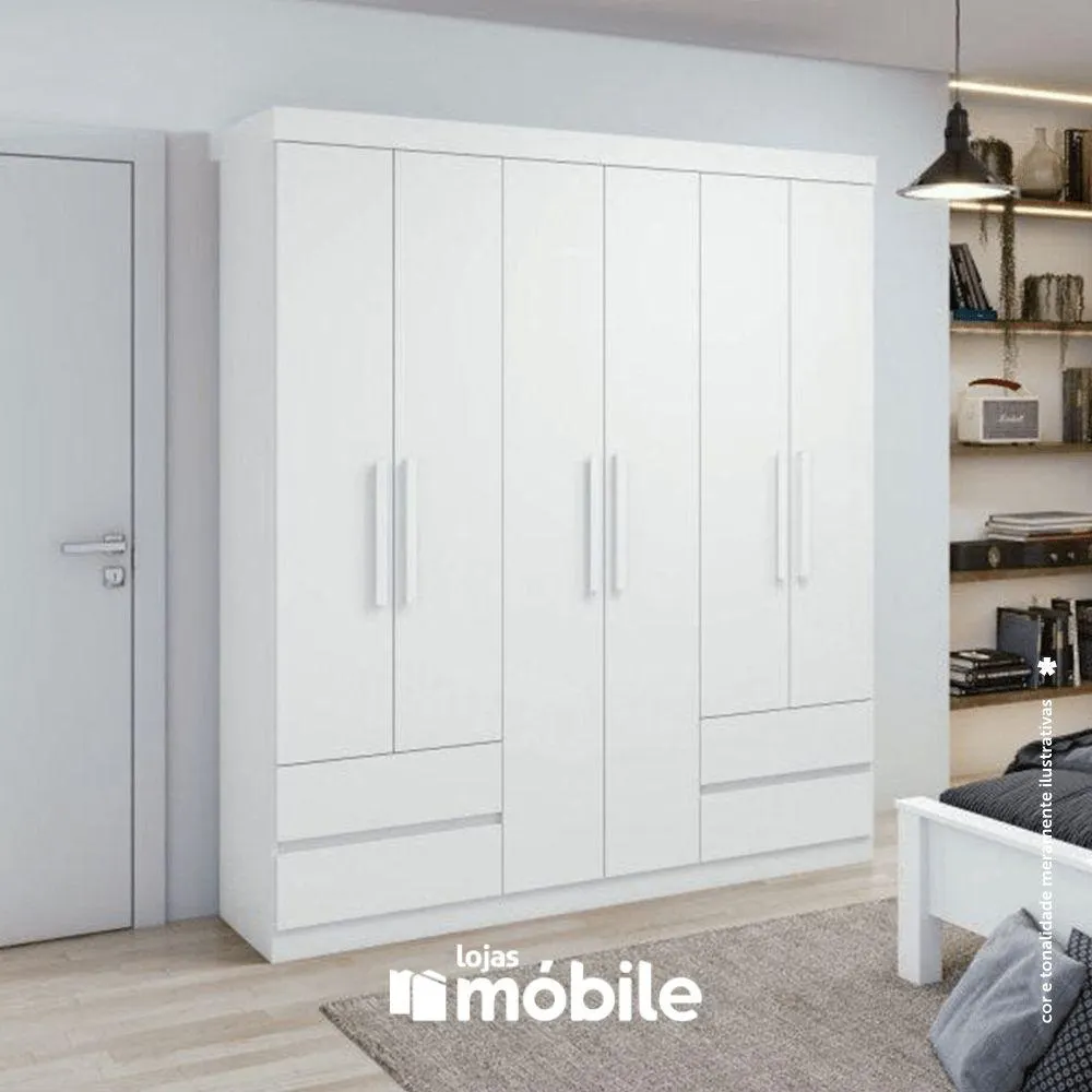 Guarda Roupas Casal 1,77m 6 Portas e 4 Gavetas (14033)
