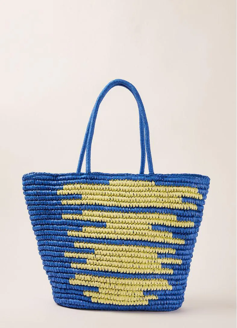 Bolsa palha marrocos azul