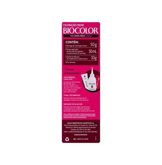Tinta de Cabelo Biocolor Mini Kit Louro Arraso 7.0