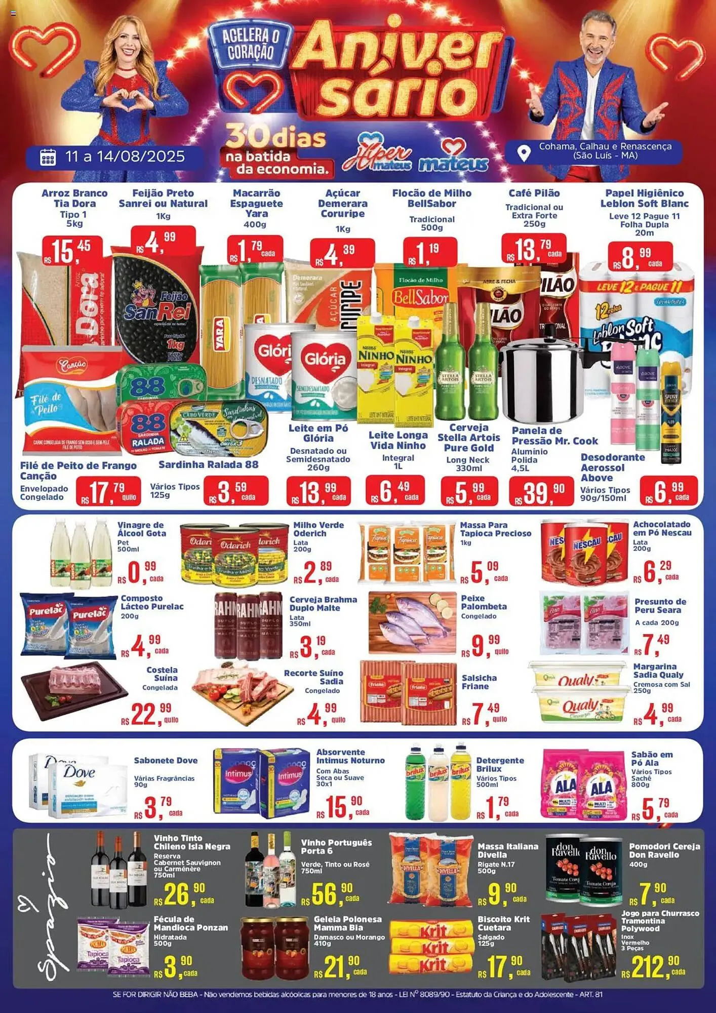 Encarte de Catálogo Supermercados Mateus 11 de agosto até 14 de agosto 2025 - Pagina 1