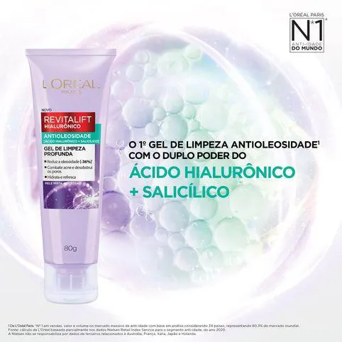 Gel de Limpeza Revitalift Hialurônico Antioleosidade 80g