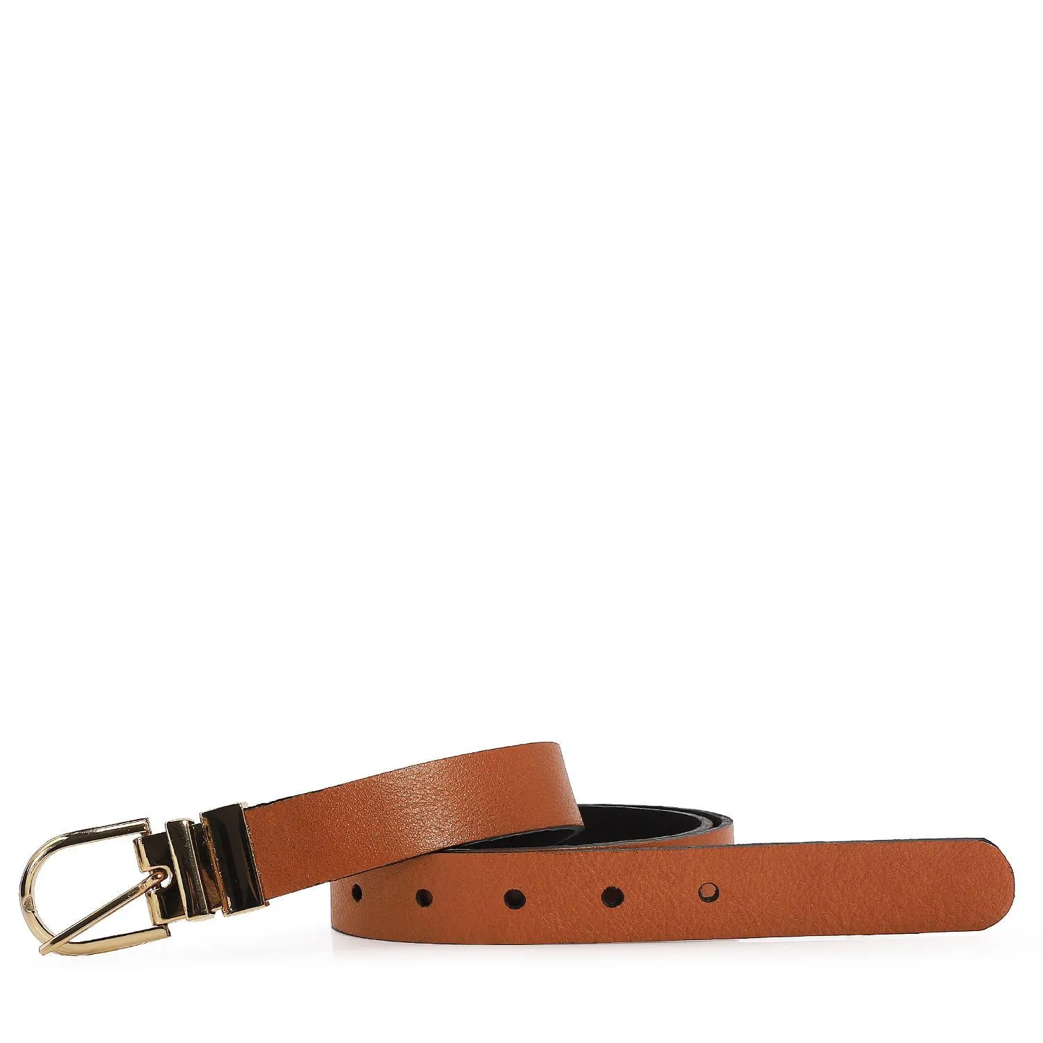 Cinto Couro Preto/Couro Caramelo