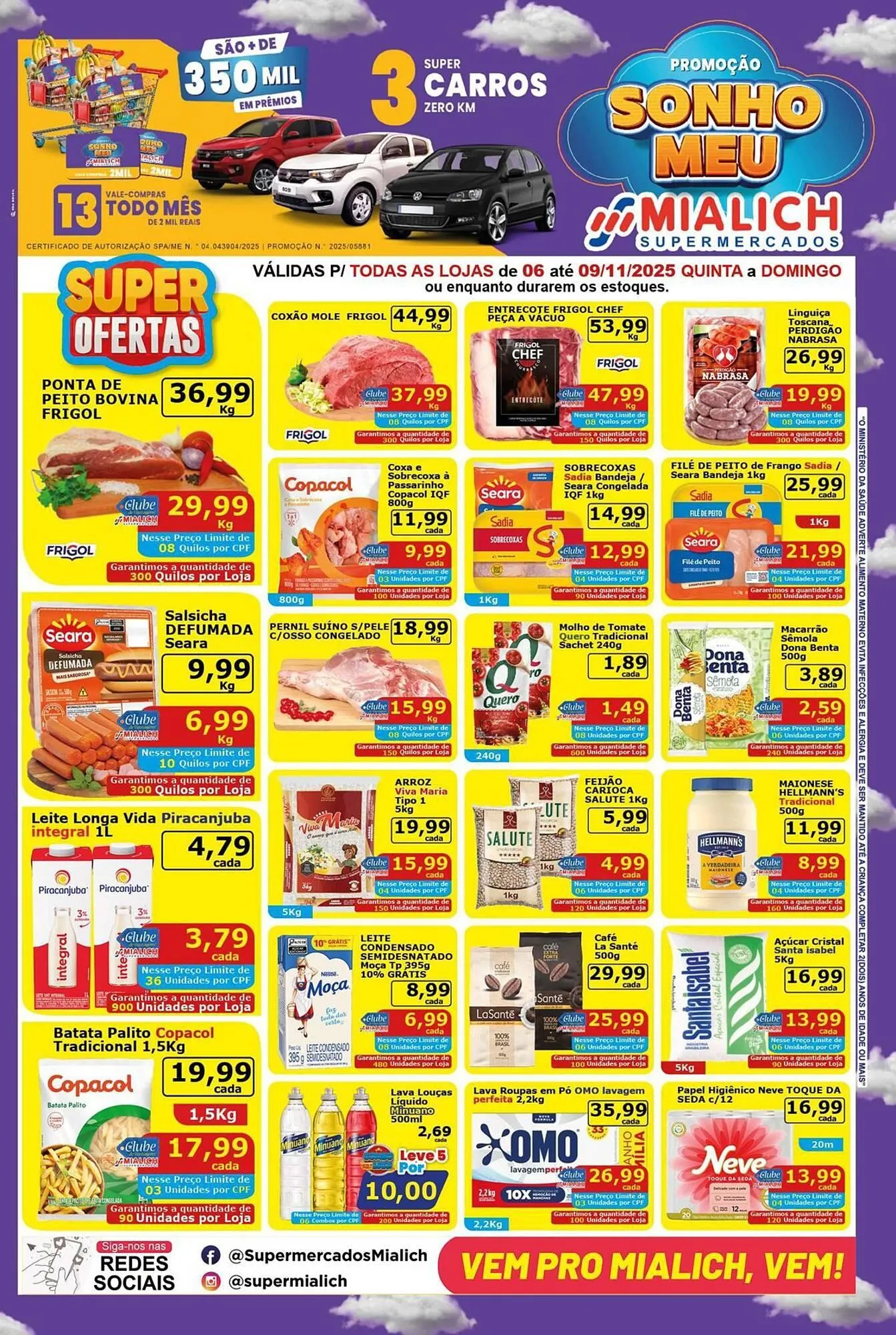 Encarte de Catálogo Mialich Supermercados 6 de novembro até 9 de novembro 2025 - Pagina 1