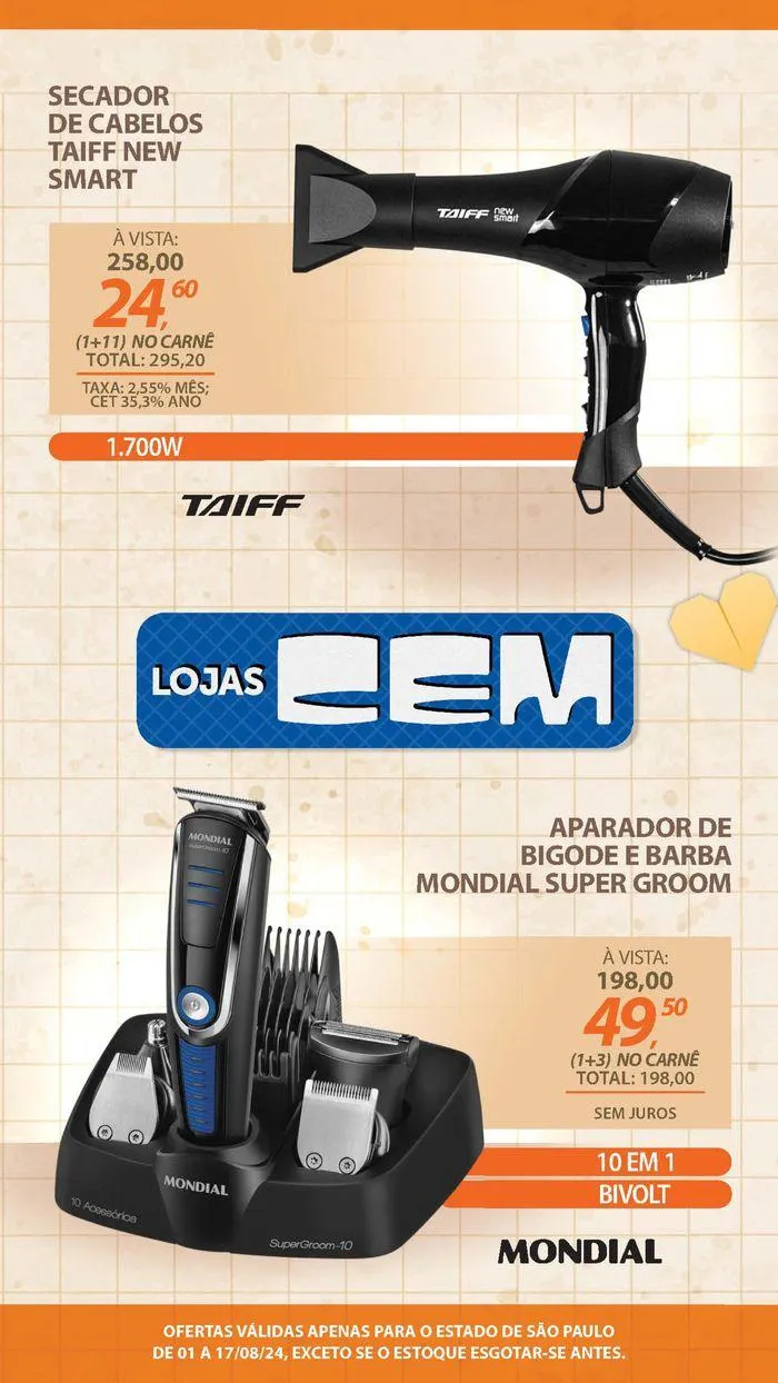 Encarte de Ofertas Lojas Cem 1 de agosto até 17 de agosto 2024 - Pagina 128