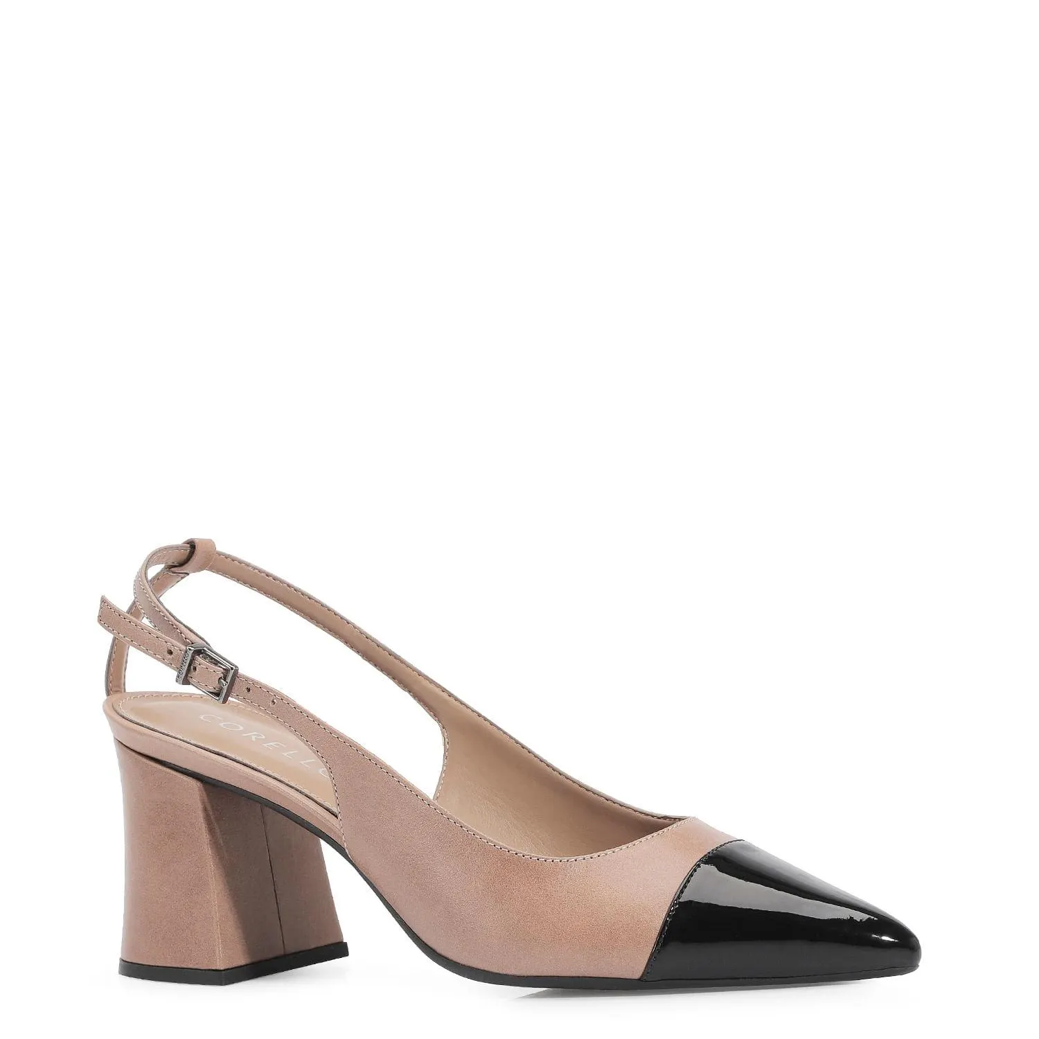 Scarpin Couro Argila/Alt Verniz Preto