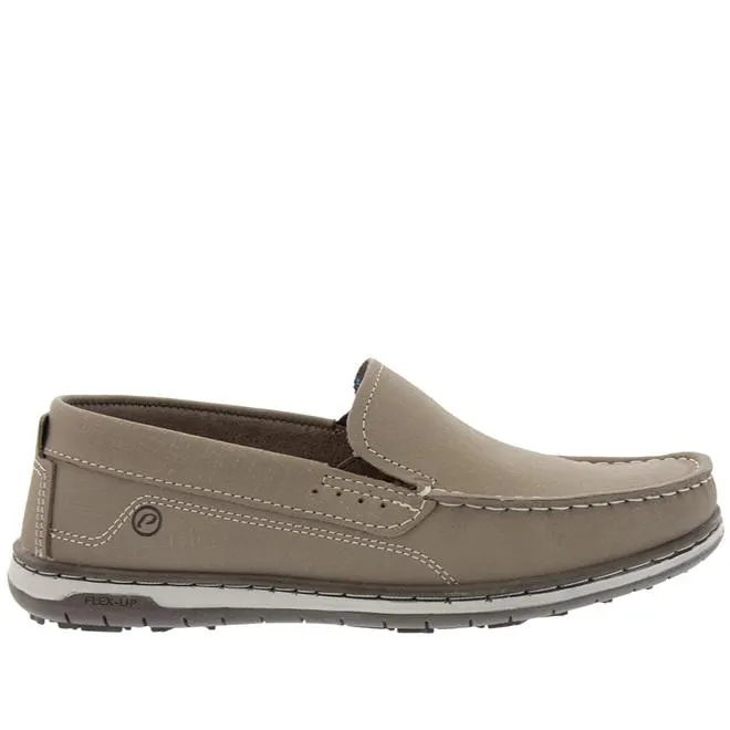 Mocassim Pegada Detalhe Pespontos Couro Bege