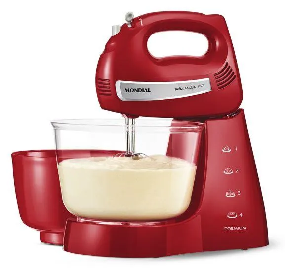 Batedeira Mondial B-29-NP Bella Massa Premium - 500W de Potência - Vermelho