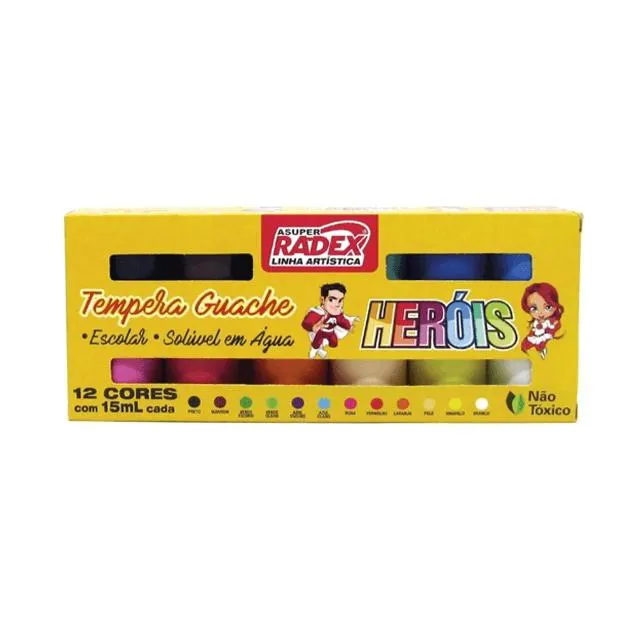 Tinta Guache Escolar Asuper Estojo 12 Cores - Radex